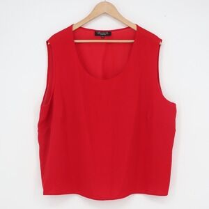 Montee Collection Red Sleeveless Scoop Neck Chiffon Blouse Plus Size 22W